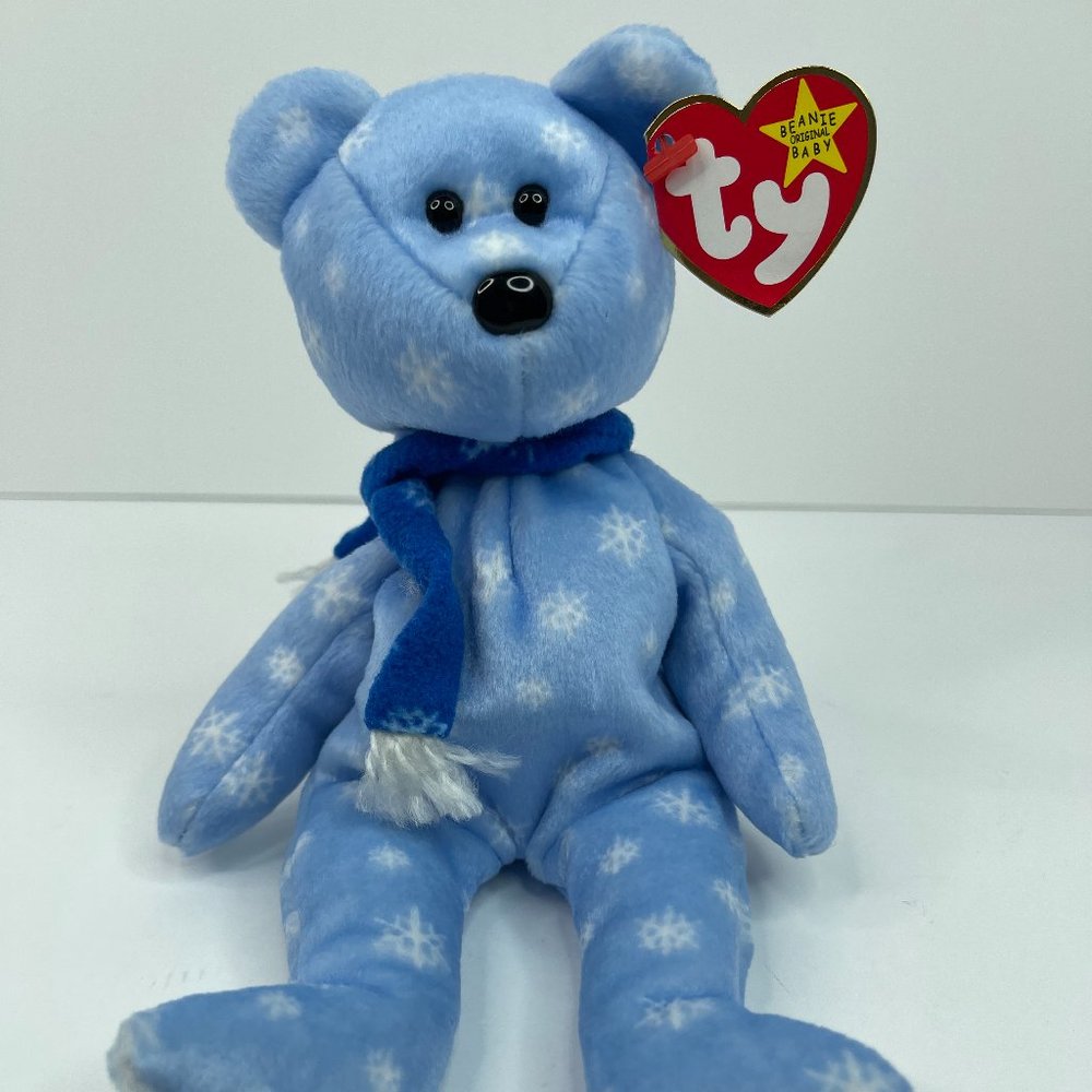 Rare & Retire & New - Ty Beanie Babies 1999 Holiday Teddy Bear Plush Toy - Blue